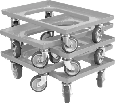 Produktbild von 5 x Stück Transportroller für Kisten 600x400 mm 4 Lenkrollen Grau