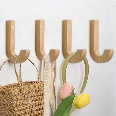 Image de Patères en bois, patères modernes en bois pour panneaux acoustiques, crochets muraux à visser, patères murales pour armoires – fabriquées à la main