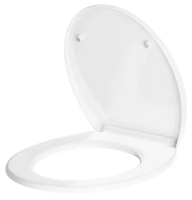 Immagine prodotto di Copertura per WC - Sistema di abbassamento automatico - Antibatterico - Chiusura rapida - Adatta alla maggior parte dei WC con forma ovale - Plastica - Bianco