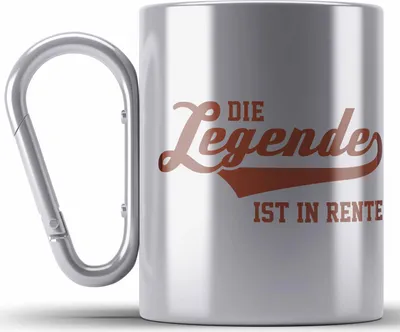 Produktbild von Trendation - -  Renter Edelstahl Tasse Karabiner Ruhestand Geschenk Rente Mann Frau Lustig Renteneintritt Abschiedsgeschenk Rentnerin Sprüche (Silber)