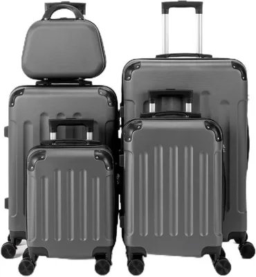 Image de ALIGHTUP, ensemble de valises rigides, 5 pièces, ABS - 32 cm / 45 cm / 55 cm / 65 cm / 75 cm - Gris foncé