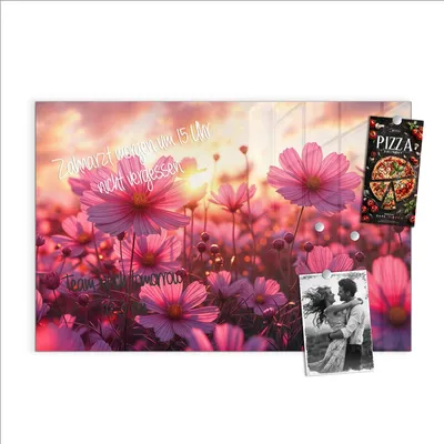 Produktbild von Magnettafel 60x40cm Pinnwand Whiteboard beschreibbar - Blumenfeld Sonnenuntergang