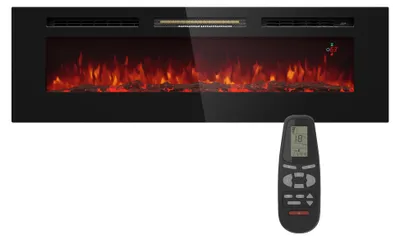 Image de Klarstein Cheminée décorative avec flammes LED, Cheminée électrique avec chauffage et feu de cheminée, 1800W Cheminée électrique avec télécommande, minuterie & thermostat réglable, Cheminées électriques économiques