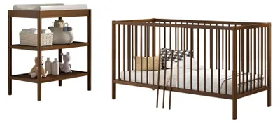 Produktbild von Babyzimmer Set Keira mit Baby-/Juniorbett Wickelkommode Buche nussbaum