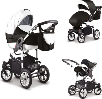 Produktbild von Kinderwagen-Set Craft 4 in 1 in Weiß-Schwarz - 16 Teile - in 18 Farben erhältlich