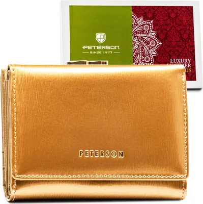 Image de Peterson | Porte-monnaie mode pour femme, en cuir verni, or, 12.5x9 cm