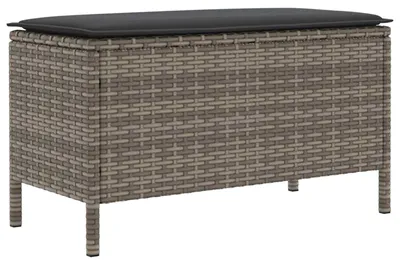 Image de Pouf de jardin gris et gris foncé 80 x 38 x 45 cm en rotin PE