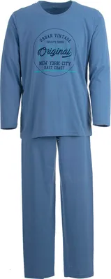Produktbild von Pyjama Set Langarm - Vintage , Farbe:blau, Größe:3XL