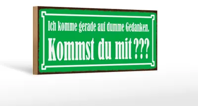 Produktbild von Holzschild Spruch 27x10cm kommst du mit auf dumme Gedanken