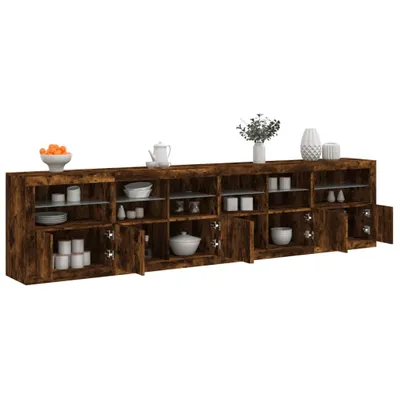 Image de vidaXL Sideboard avec lampes LED chêne fumé 283x37x67 cm