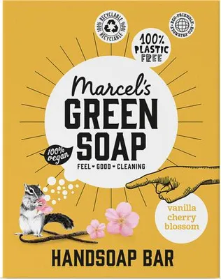 Obrázok produktu pre Marcel's Green Soap - Mydlo na ruky - Vanilka a čerešňový kvet - Silný účinok - 90 gr - 1 tyčinka