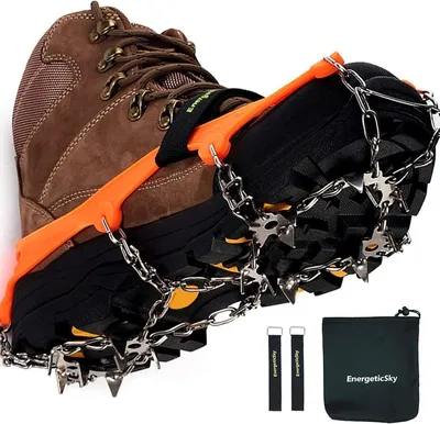 Immagine prodotto di Catene da neve antiscivolo per scarpe, 19 denti, in acciaio inossidabile, arancioni, taglia XL