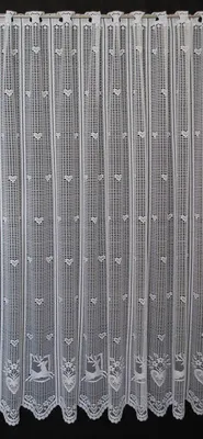 Produktbild von Gardinen Kranzusch Scheibengardine Hirsch und Herz 120x125 cm H/B weiß Bistrogardine Vorhang Küche 1er Pack