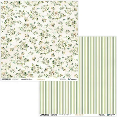 Produktbild von 30x30cm doppelseitig Scrapbooking Papier - ScrapAndMe - White Roses 07/08