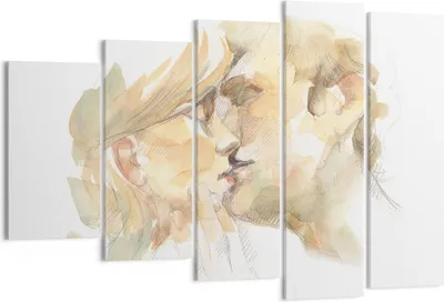 Produktbild von Bild auf Leinwand - Leinwandbild - 5 Teile - Kuss Paar Liebe - 150x100cm - Wand Bild - Wanddeko - Wandbilder - Leinwanddruck - Bilder - Wanddekoration - Leinwand bilder - Wandbild - EG150x100-5005