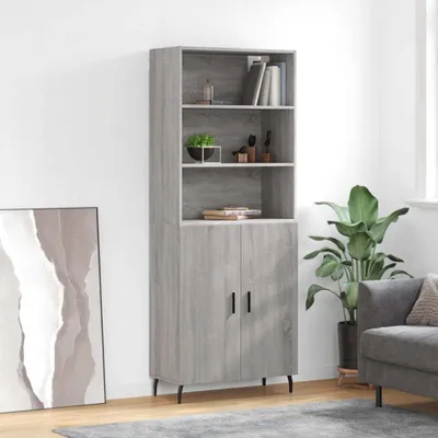 Produktbild von The Living Store Highboard Grau Sonoma 69,5x34x180 cm Holzwerkstoff