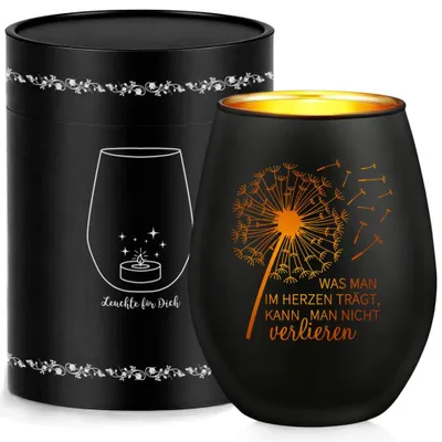 Windlicht aus Glas mit Gravur, Trauergeschenk, 113x86x86 mm