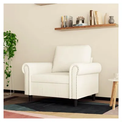 Produktbild von Sessel aus Samt in Creme, 60 cm Sitzbreite, Metallgestell, dick gepolstert, max. 110 kg Tragfähigkeit, Möbel für das Wohnzimmer