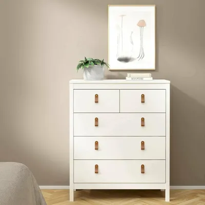 Image de Nicholas - Commode, 82x38x99h cm Blanc, 5 Tiroirs