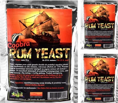 Produktbild von HUGBERT TOP Coobra RUM Hefe Alkohol Gärhefe Weinhefe Brennhefe gären Destillation, 3 Stück