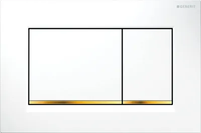 Produktbild von GEBERIT Betätigungsplatte Sigma20 Platte weiß glänzend / Taster weiß glänzend / Dekorstreifen gold 115.883.KK.1