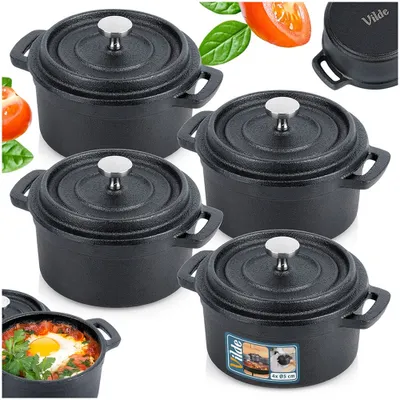 Zdjęcie produktu dla Vilde garnek do serwowania Garnek żeliwny z pokrywką Naczynie żeliwne CAST LINE 10 cm 250 ml 4 szt.