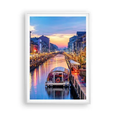 Produktbild von Gerahmtes Poster - Weißer Rahmen - Kanal Grande Abend - 70x100 cm - Wand Bild - Wanddeko - Wandbilder - Kunstposter - Wandposter - Bilderrahmen - Bilder - Kunstdruck - Wandbild - P2WPA70x100-4331
