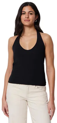 Produktbild von A. Essentials Damen Geripptes Halter-Neckholder-Top aus Baumwolle, Schwarz, XXL