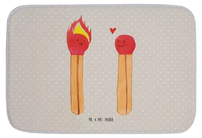 Produktbild von Mr. & Mrs. Panda Badematte Streichhölzer - Grau Pastell - Geschenk, Badezimmerteppich, Badvorleger, Freund, Badteppich, Liebesbeweis, Liebesgeschenk, duschmatte