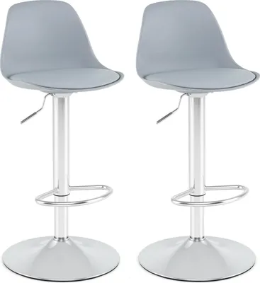 Image de Tabourets de bar pivotants à 360° réglables, lot de 2, gris