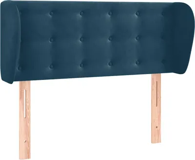 Image de vidaXL Tête de lit avec oreilles bleu foncé 93x23x78/88 cm velours