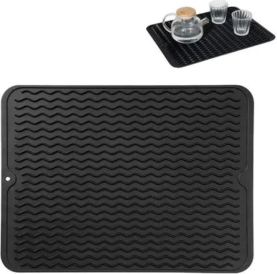 Obrázok produktu pre Uniqoos® Silikónová odkvapkávacia podložka 30 x 15 cm – protišmyková a odolná teplu, podložka na odkvapkávanie riadu, hrncov a panvíc, úsporná