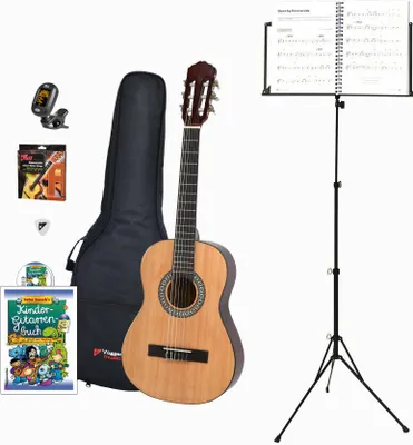 Image de Set de guitare pour enfants Voggenreiter, 7 pièces, guitare 1/2, pupitre Volt NS-100, guitare acoustique pour enfants