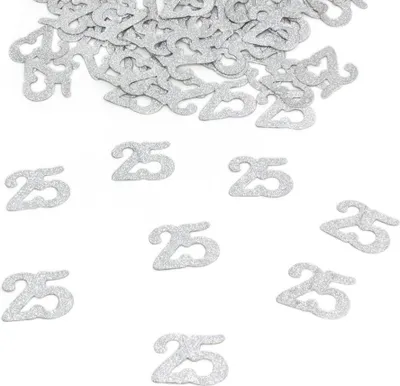 Produktbild von Oblique Unique Konfetti 25 silberne Hochzeit Streudeko Streuteile Deko groß - silber