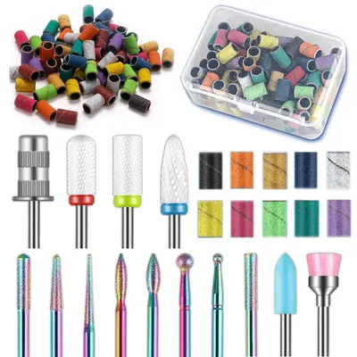 Produktbild von Nagelfräser-Bits Set 13 Keramik Diamant Bits + 100 Schleifbänder + 1 Dornbohrer