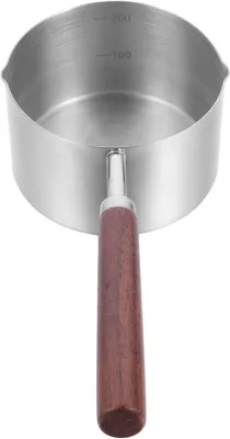 Produktbild von Kleine Edelstahlpfanne mit 250 Ml Fassungsvermögen, ergonomischem Holzgriff und Antihaftbeschichtung für die Küche