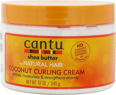 A product shot of a jar of Cantu Coconut Curling Cream.