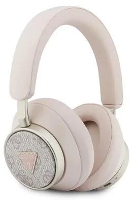 Obrázok produktu pre Guess - Wireless Headphones 4G Triangle Logo bezdrôtové Bluetooth 5.4 slúchadlá cez hlavu s ENC a eko kožou - ružové