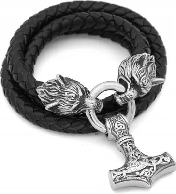 Produktbild von Herren Silber Halskette THOR'S HAMMER Wölfe DICK 356