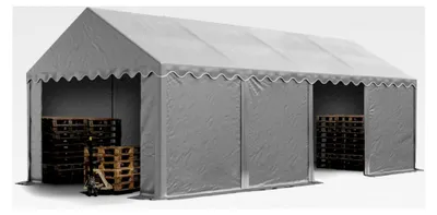 Produktbild von Stabiles Lagerzelt 4x8 m PVC 800 N grau wasserdicht mit Bodenrahmen