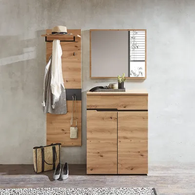 Produktbild von Garderoben Set 3-teilig modern MANRESA-36 in Artisan Eiche Nb. mit Graphit