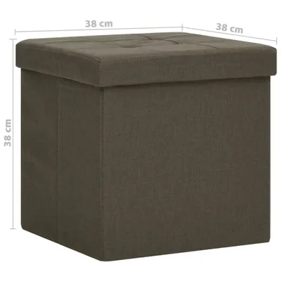 Image de vidaXL Tabouret avec espace de rangement 2 pcs. Brun foncé aspect lin