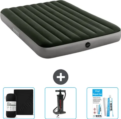 Produktbild von Intex Luftbett – 2 Personen – 152 x 203 x 25 cm – Grün – im Lieferumfang enthalten Spannbettuch - Pumpe en Reperaturset