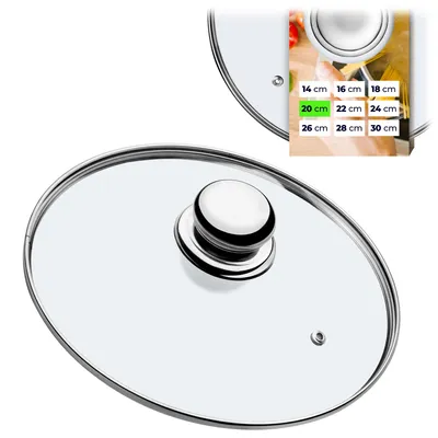 Produktbild von KADAX Glasdeckel mit Griff aus Metall "Finsta ", hitzebeständiger Deckel für Topf, 20 cm