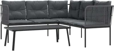 Image de vidaXL Ensemble de canapés de jardin avec coussins Noir Acier et Textilène
