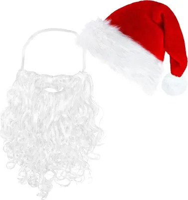 Produktbild von Weihnachtsmann Bart Weihnachtsmš¹tze mit Bart Erwachsene Weihnachtsmann Kostš¹m Accessoires Nikolausmš¹tze mit Bart