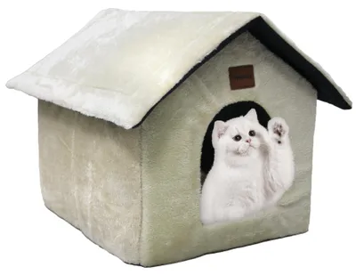 Produktbild von Katzenhaus, tragbar - 40 x 35 x 40 cm, Beige - Polyester - Mit weichem Kissen