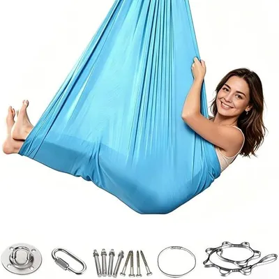 Produktbild von Aerial Yoga Hängematte Indoor&Outdoor Ultraleicht, 200kg Tragkraft Yoga-Schaukel Hammock (280x150cm), Schaukel-Hängematte für Garten, Indoor, Balkon,Terrasse