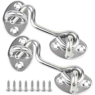 Produktbild von Sturmhaken aus Edelstahl, Kabinenhaken und Ösenbolzen, Schrankbolzen, Schuppentürhaken, Torhaken, Türhaken, Bolzen, Türriegel, Kabinenhaken (7,6 cm)