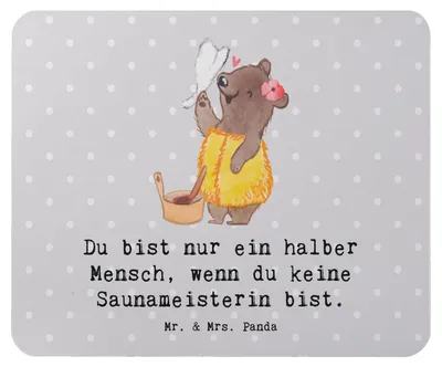 Produktbild von Mr. & Mrs. Panda Mauspad Saunameisterin Herz - Grau Pastell - Geschenk, Mousepad, notebook, laptop, Mouse Pad